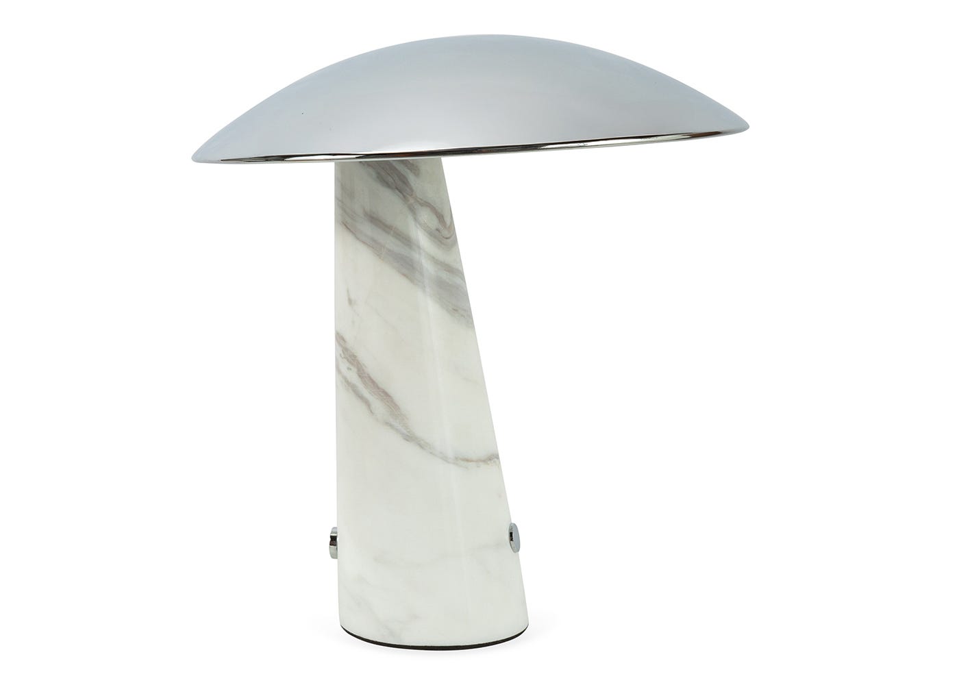Heal's Abri LED Portable Table Lamp Chrome & White Volakas Marble
