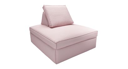 Harry Large Pouffe with bolster cushion in Powder Pink Brushed Linen Cotton - sofa.com
