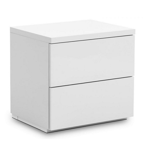Marcus Bedside Cabinet In White High Gloss With 2 Drawers