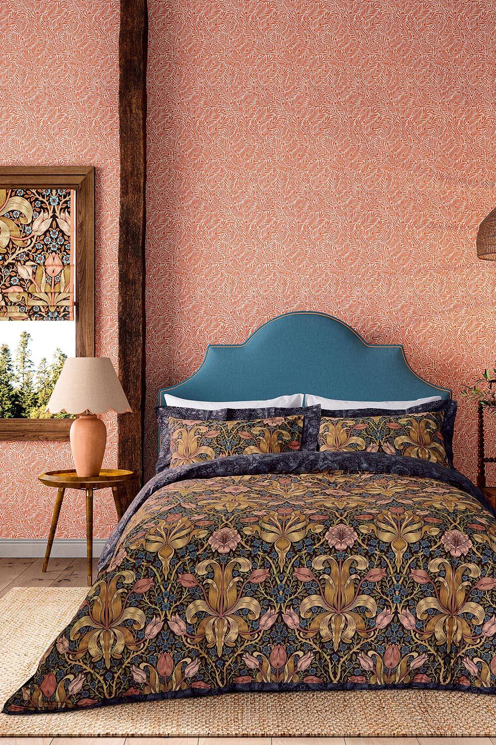 Morris & Co 'Spring Thicket' Cotton Duvet Cover Set in Dark Blue