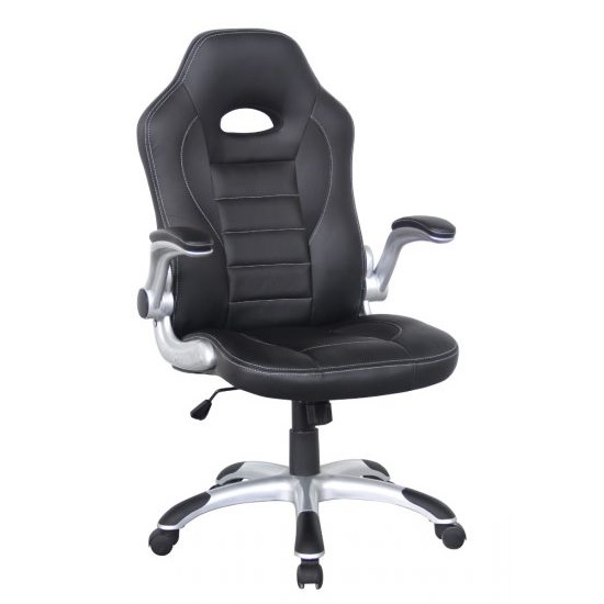 Witney Home Office Racing Chair In Black Faux Leather