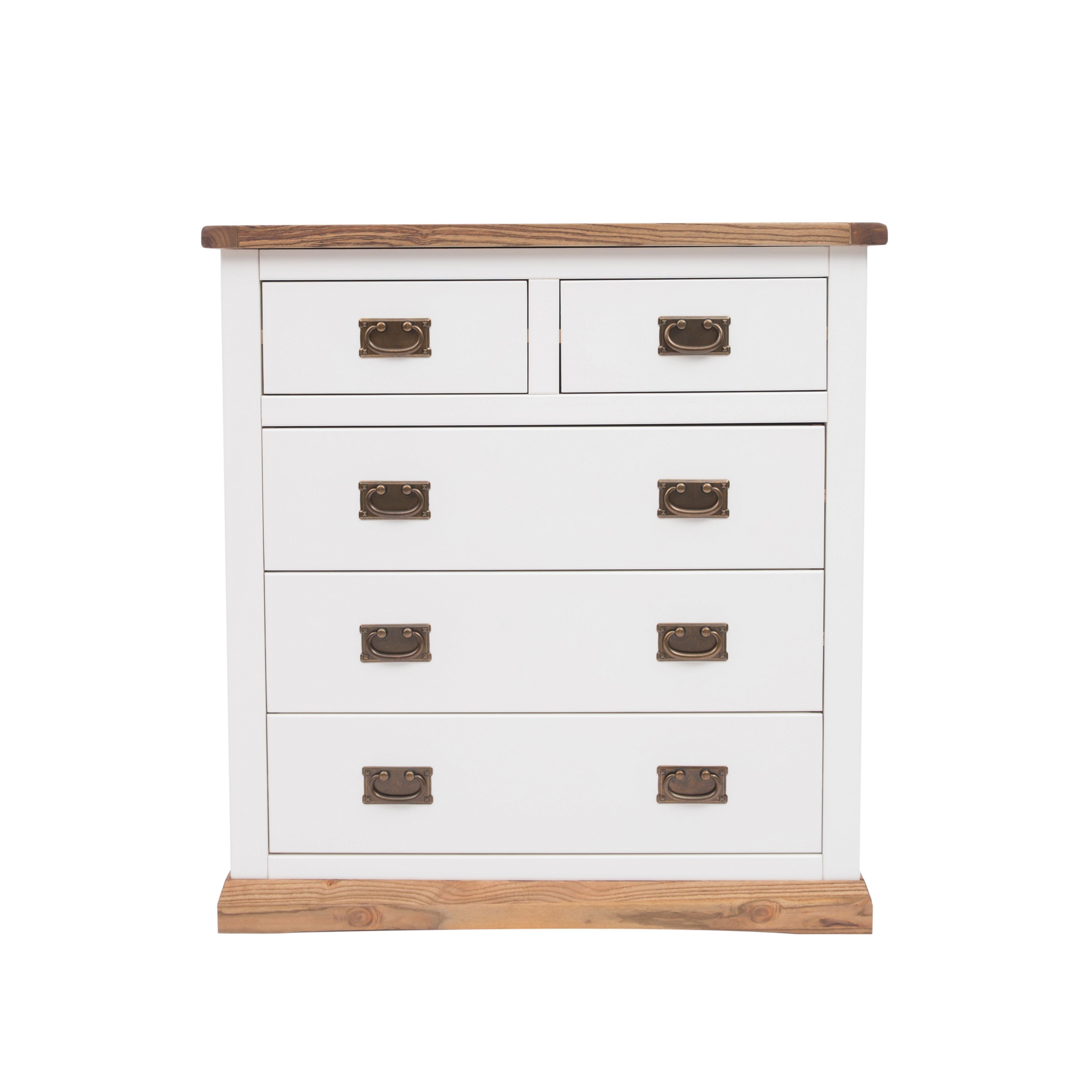 Cabinet Bits Tropea 5 Drawer Chest of Drawers Bras Drop Handle in Off-White