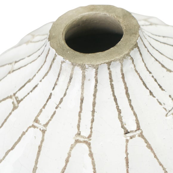 Gaudi Geometric White Stoneware Vase 3