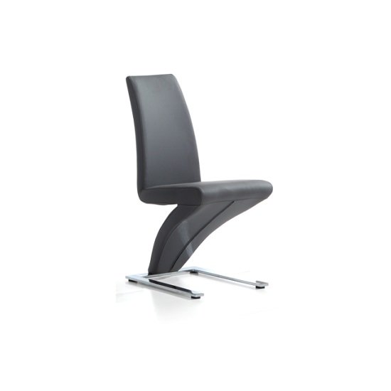 Demi Z Dining Chair In Grey Faux Leather With Chrome Base