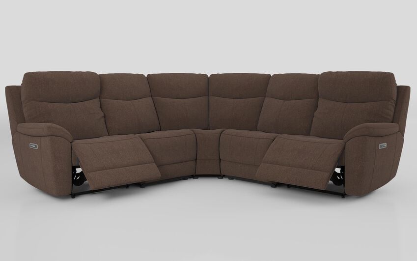 Brown Fabric Eldwick 3 Corner 3 Power Sofa with Head Tilt