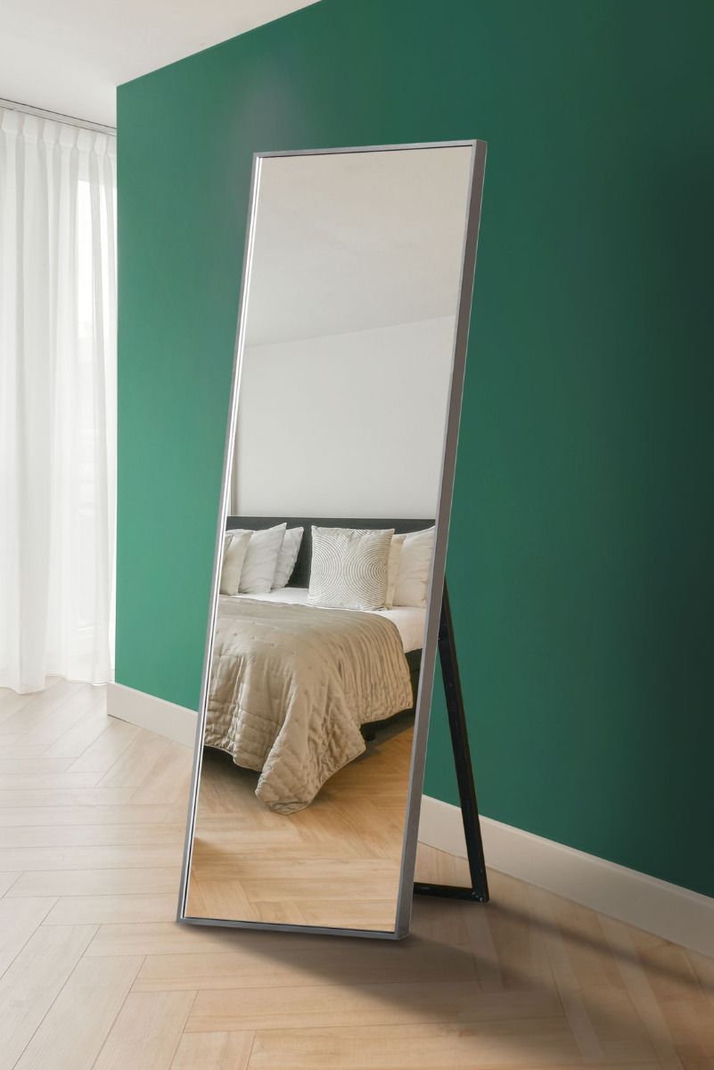 MirrorOutlet Silver Aluminium Edged Cheval Mirror 67" X 23" (170CM X 58CM)