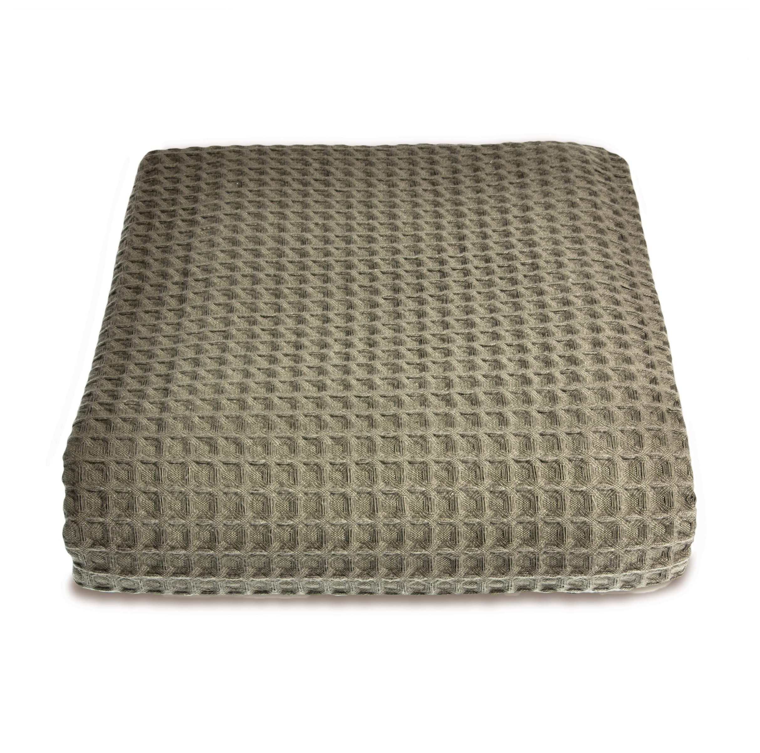 Allure Bath Fashions Luxury Hotel Waffle Throw Blanket Bedspread - 100% Cotton in Khaki