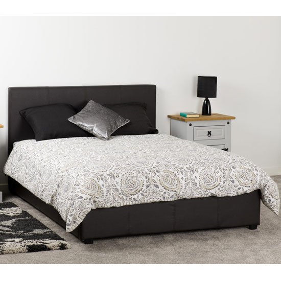 Prada Plus Faux Leather Storage Double Bed In Brown