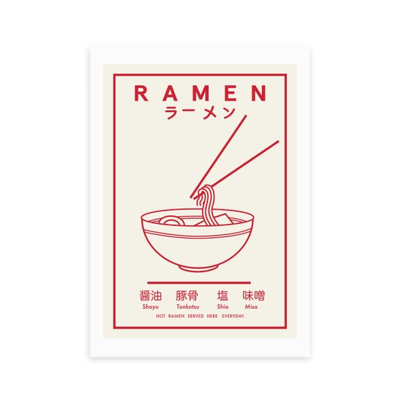 East End Prints Ramen (Red & White) Print 2