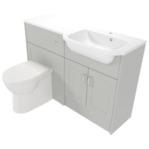 Deccado Padworth Whisper Grey Right Hand 1200mm Fitted Vanity & Toilet Pan Unit Combination with Right Hand Basin