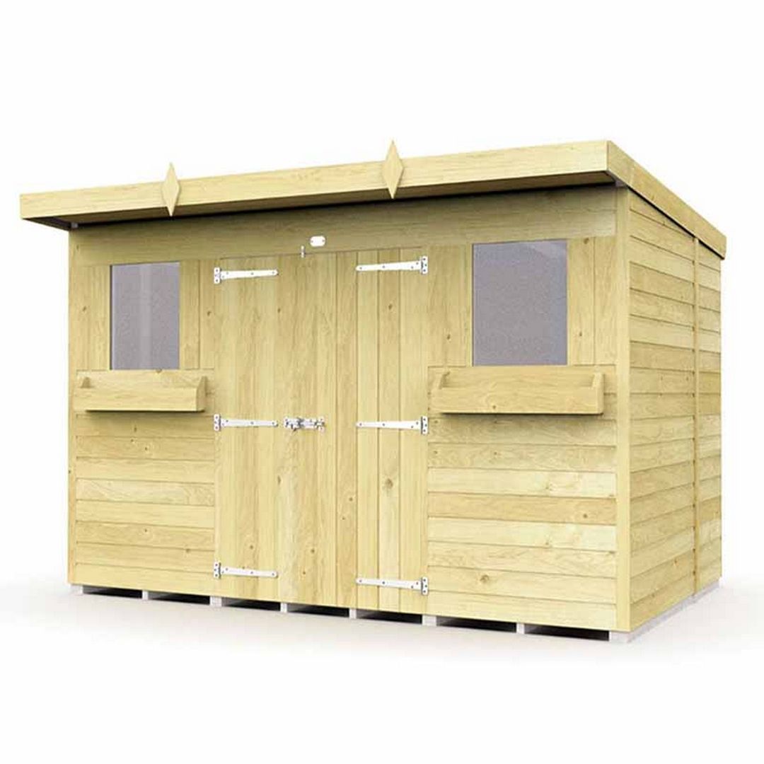 Buttercup Farm 10 x 6 Feet Pent Summer Shed - Wood - L178 x W302 x H201 cm in Brown