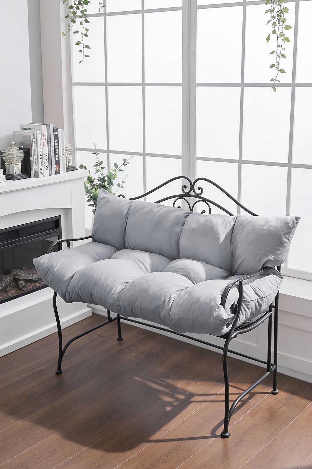 Living and Home 120*80cm Solid Colour Garden Seat Cushion in Grey