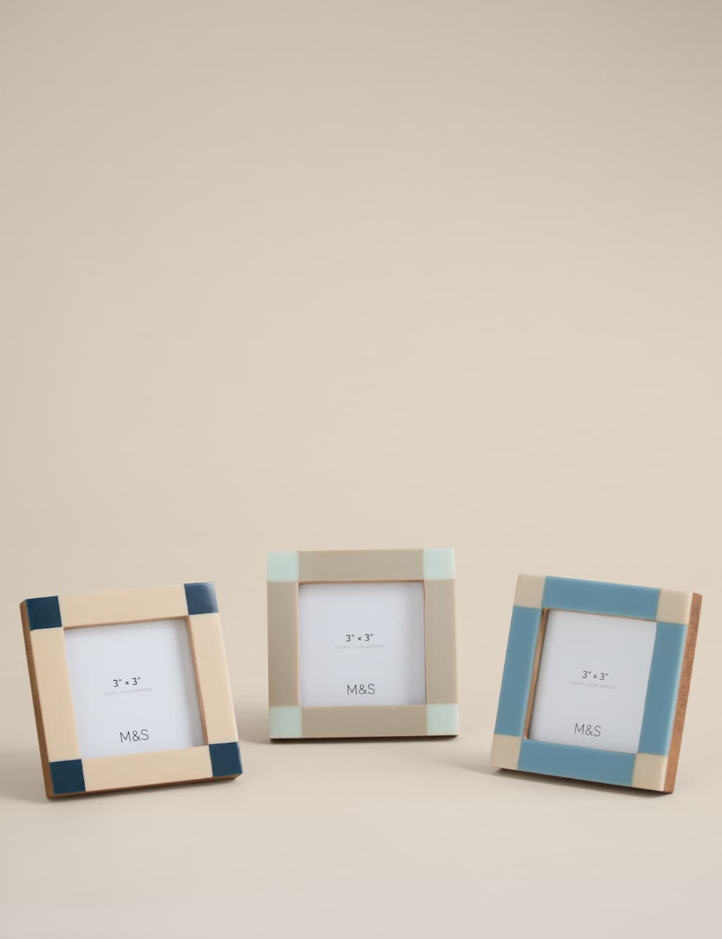 M&S Set of 3 Check Photo Frames 3x3 inch Multi
