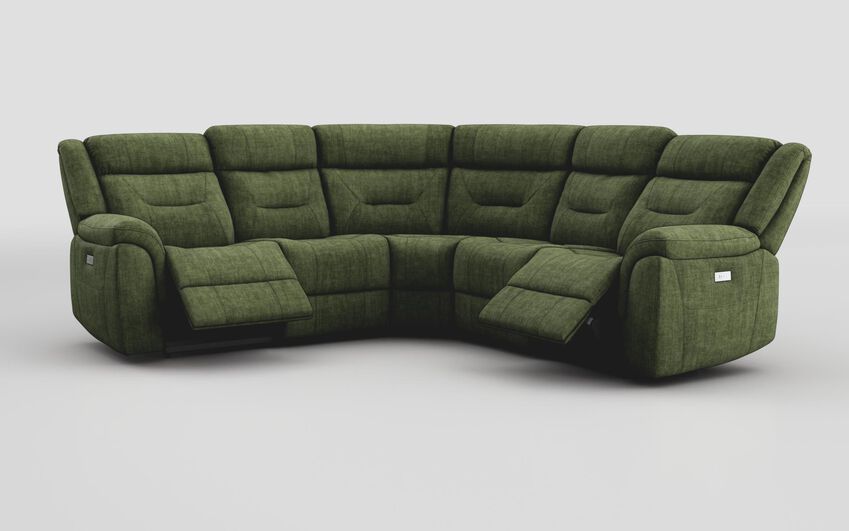 Green Fabric Ainsdale 2 Corner 2 Power Sofa