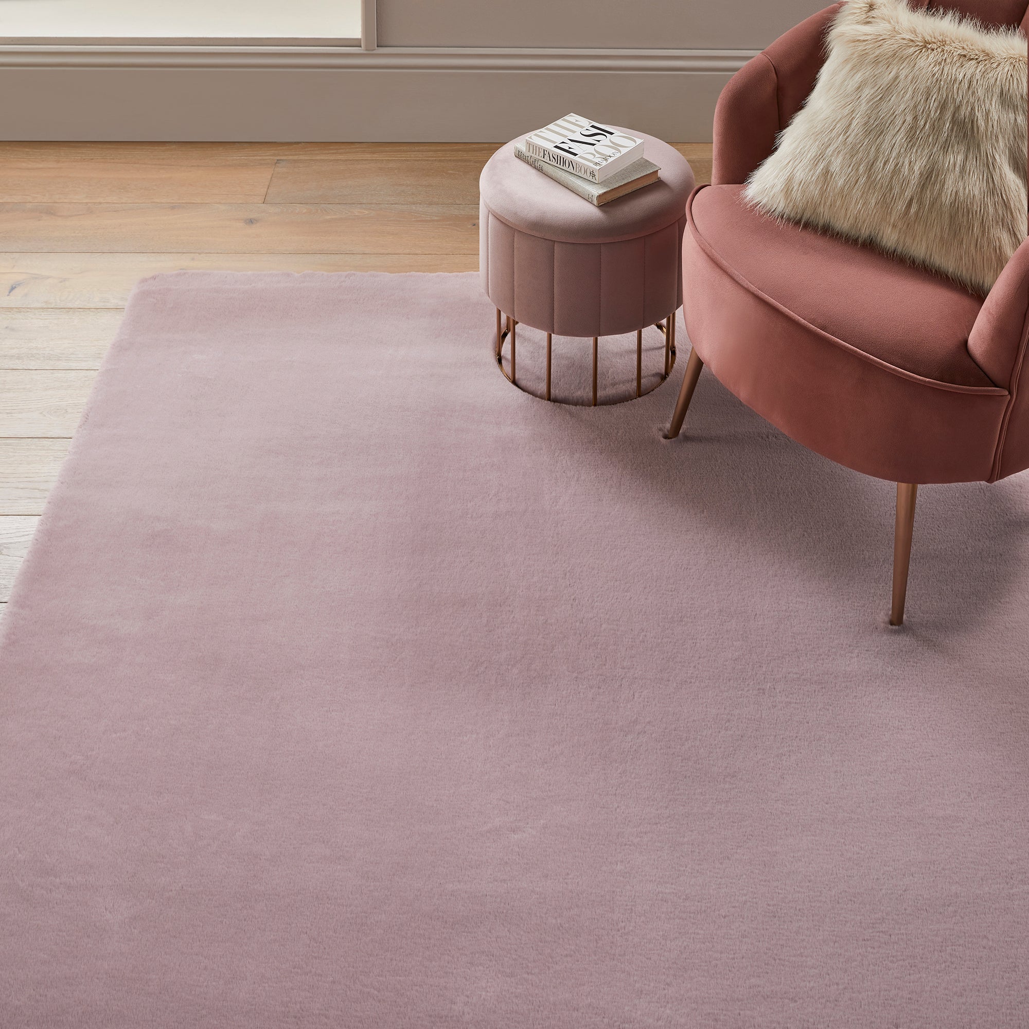 Faux Fur Supersoft Lush Rug Pink