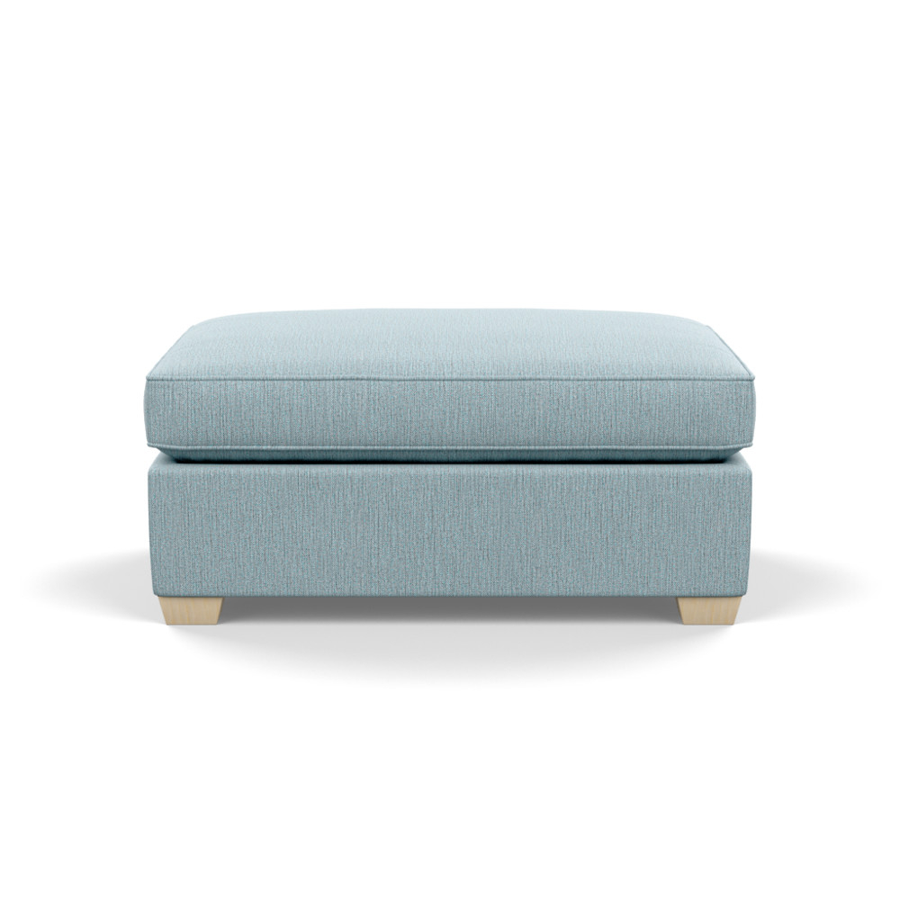 Heal's Torino Footstool Smart Linen Mix Duck Egg Natural Ash Feet