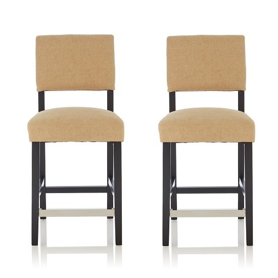 Vibio Bar Stools In Oatmeal Fabric And Black Legs In A Pair