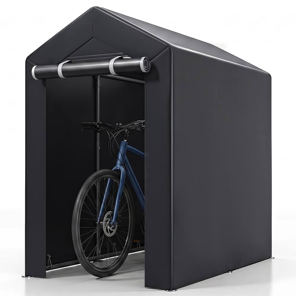 Costway 150x92CM Storage Shed Carport Garage Tent Galvanized Metal Shelter in Grey