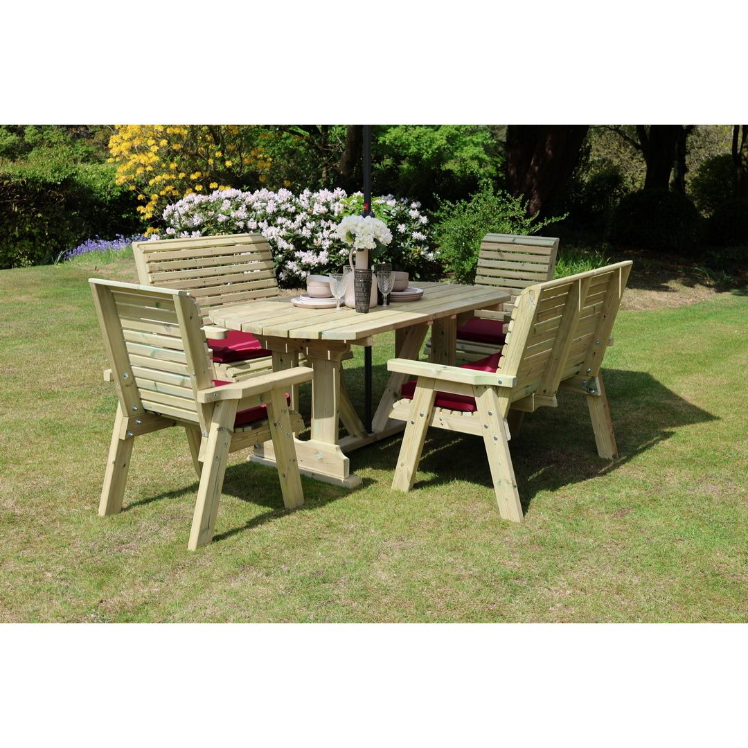 Churnet Valley Garden Furniture Ltd Ergo 2X2B 2XC Table Set - Min. Assembly Required - Set of Cushions Inc in Brown 2