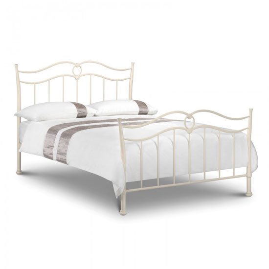 Karina Metal King Size Bed In Stone White Finish