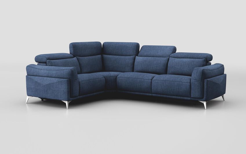 Blue Fabric Gattolino 1 Corner 2 Sofa with Manual Head Tilt