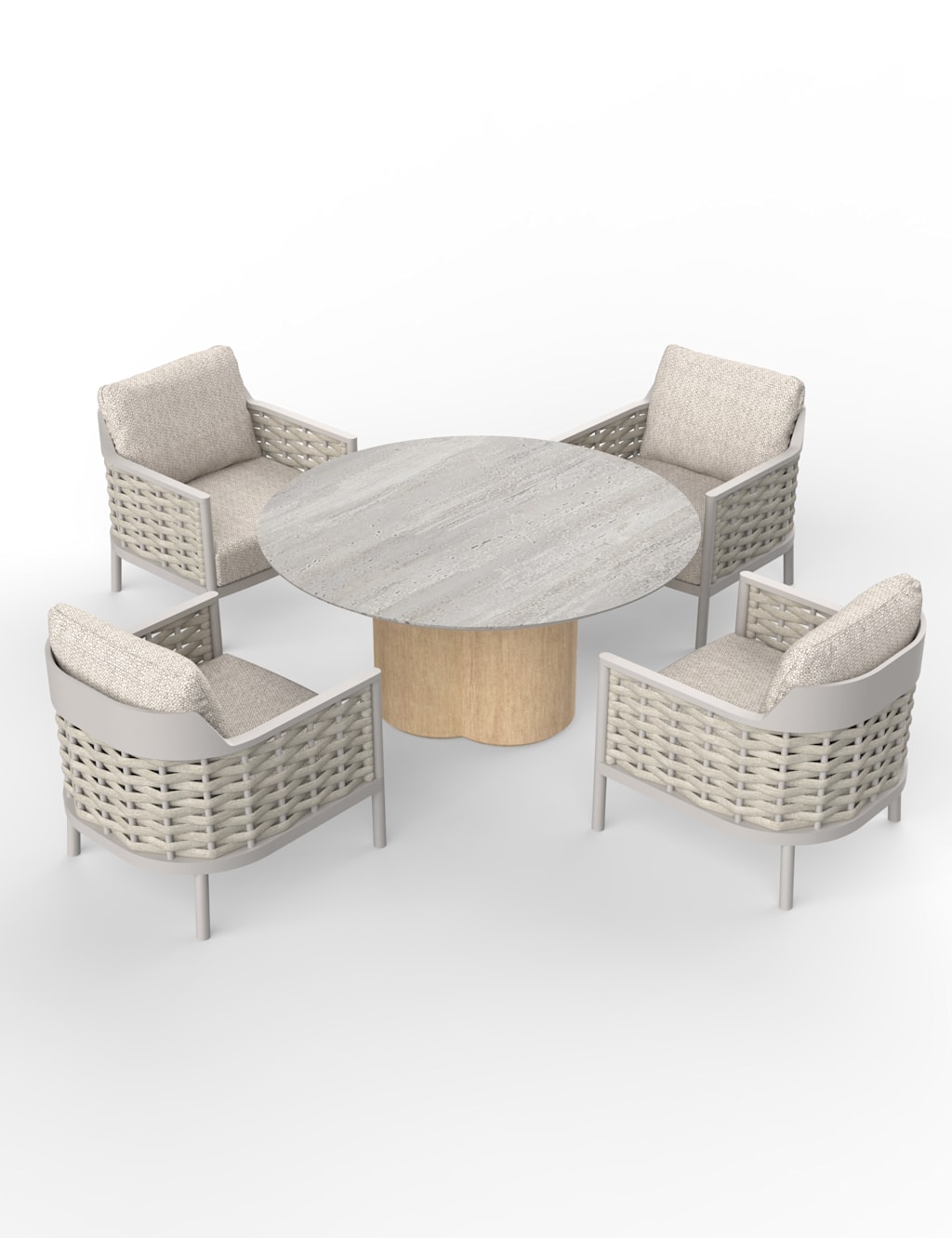 Royalcraft Olma Round Table and 4 Armchairs Dining Set Grey