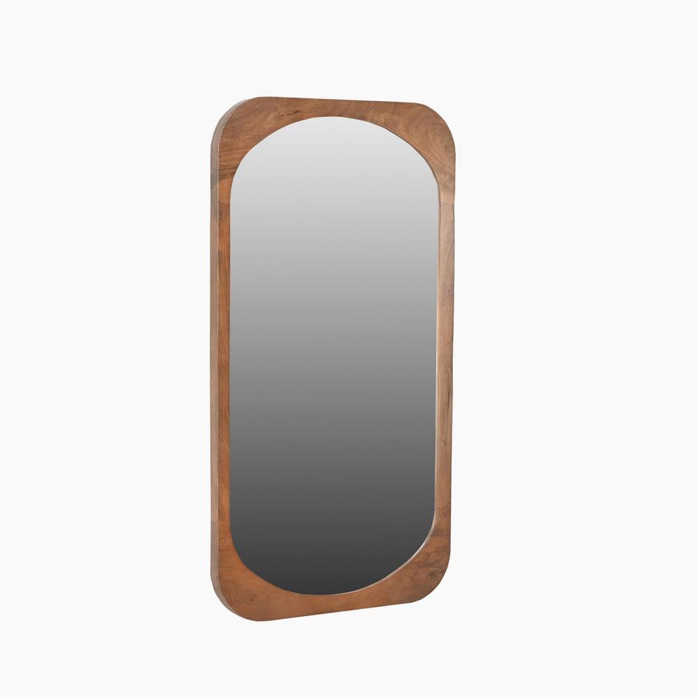 FurnitureboxUK Finley Walnut Wood Medium Rectangle 90x50cm Wall Mirror