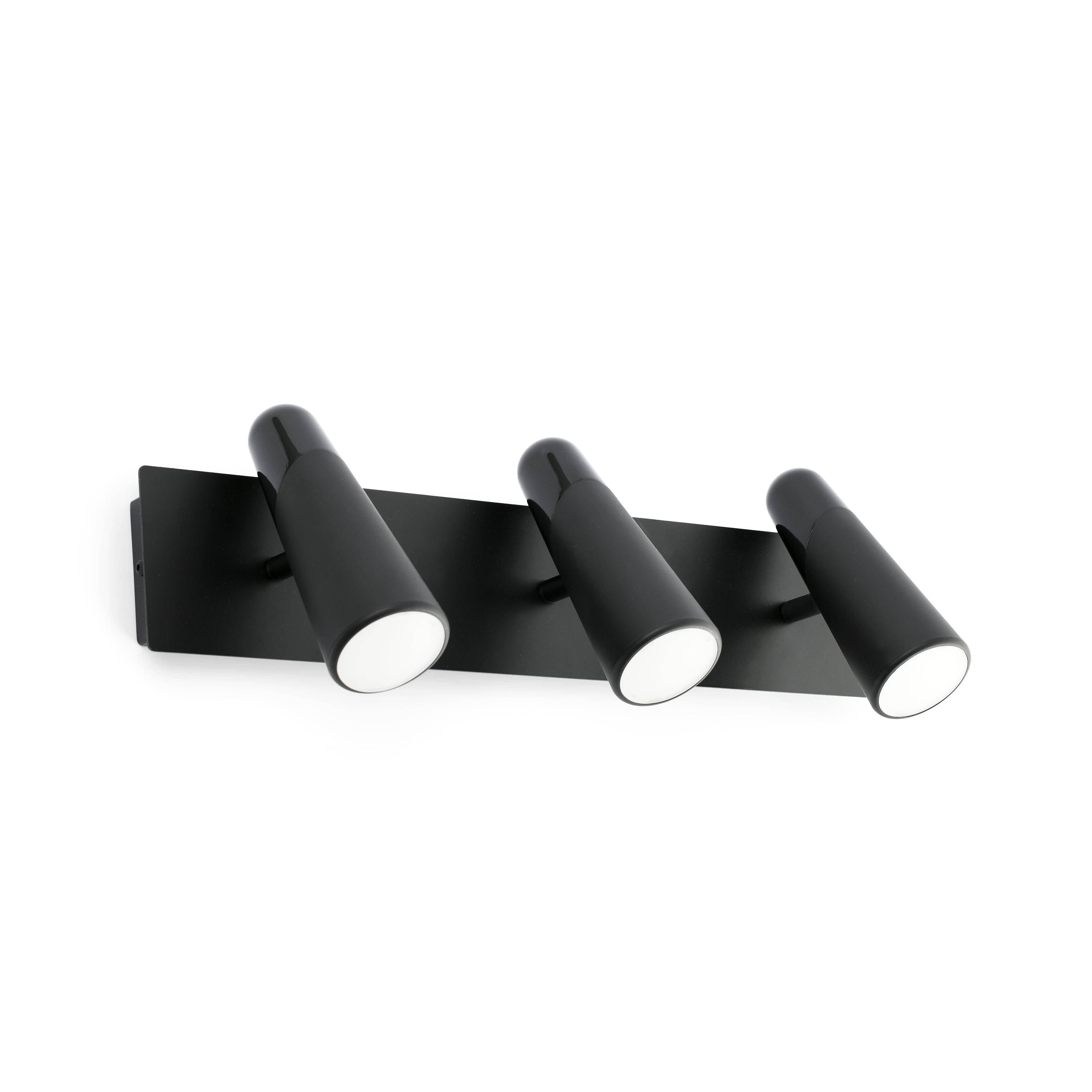 Netlighting Lao LED 3 Light Indoor Adjustable Wall Spotlight Black