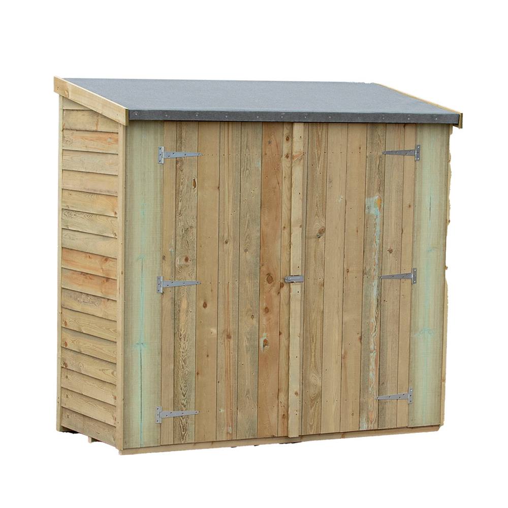 Shires Overlap 6 x 3 Feet Pressure Treated Pent Shed Double Door in Brown