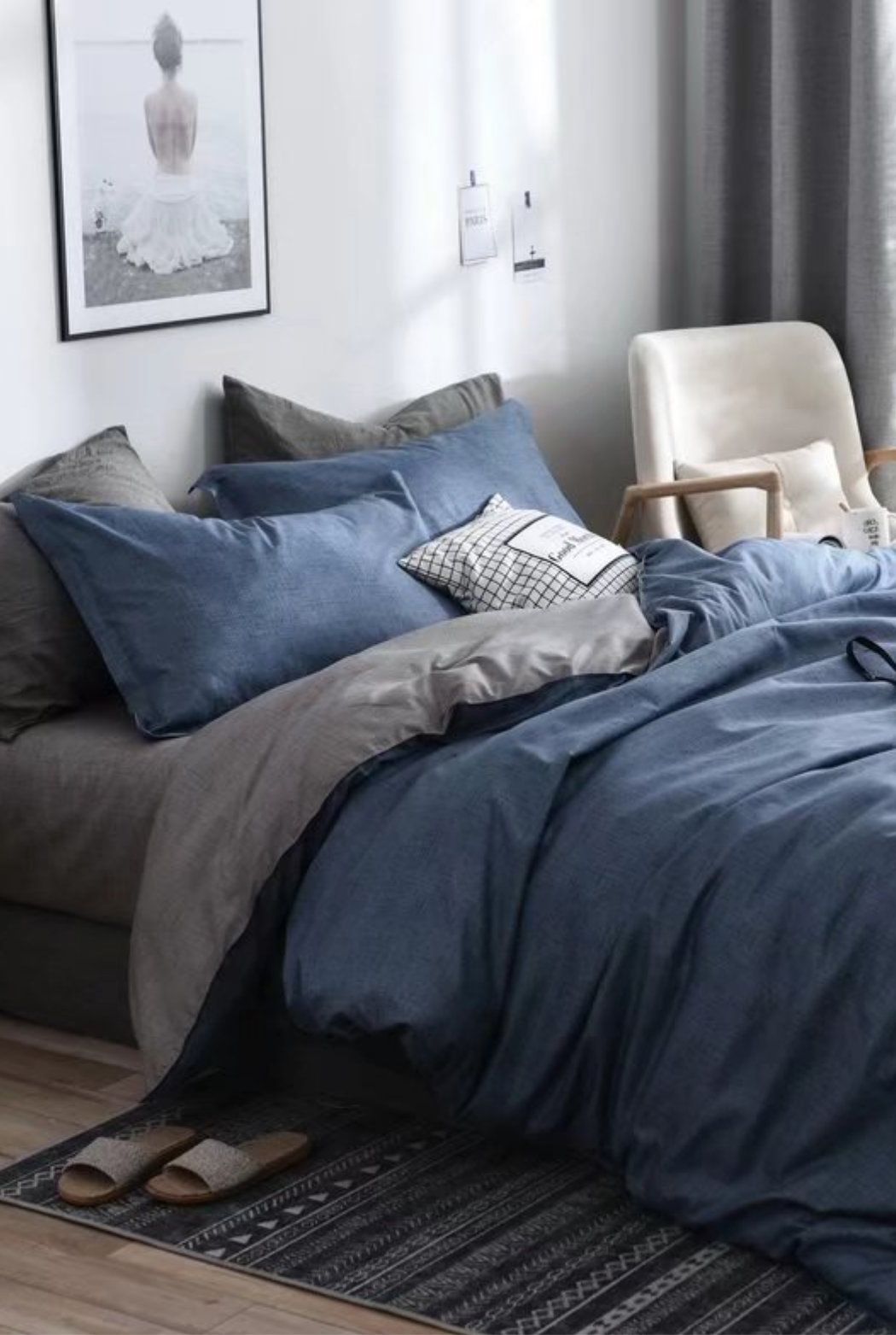 Ezysleep Reversible Blue Printed Duvet Set