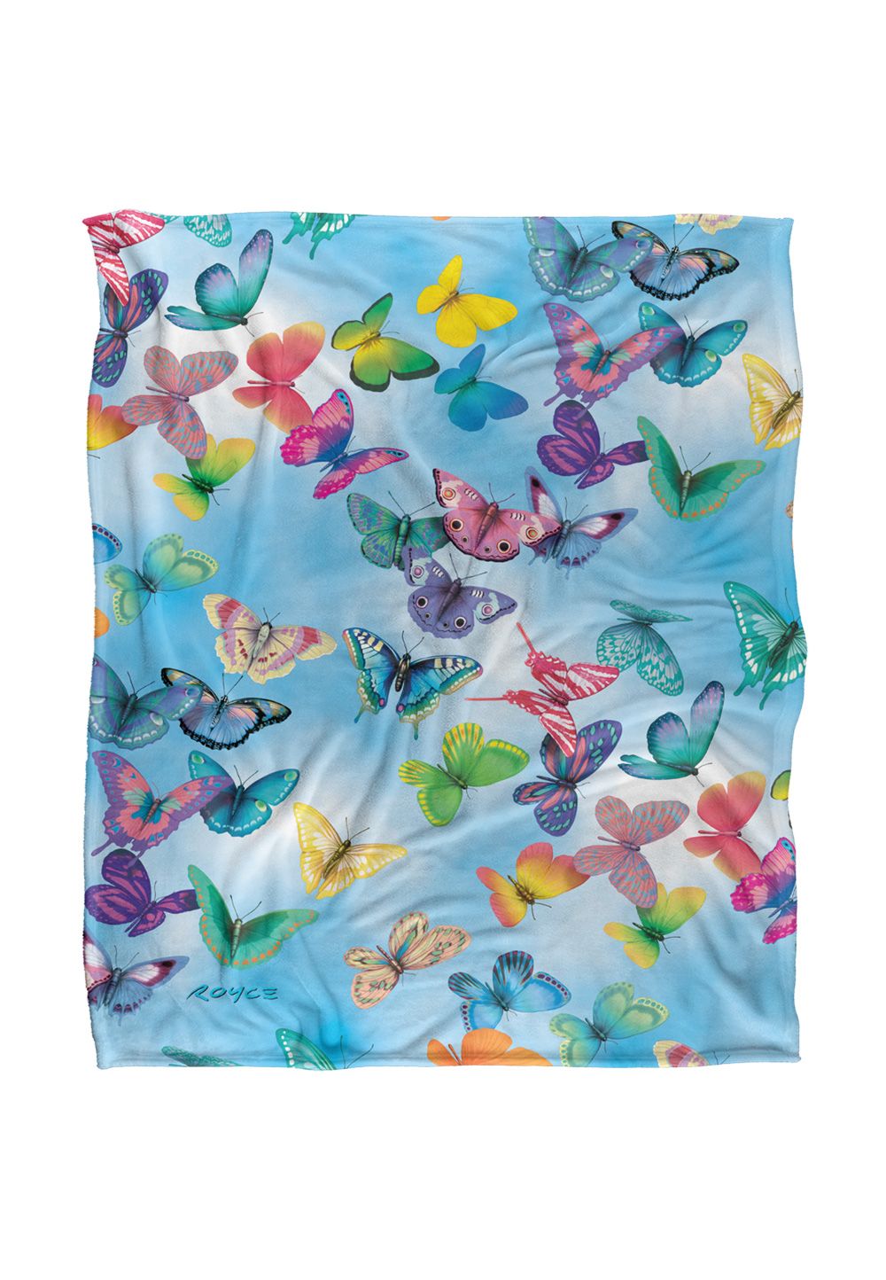 JQ Licensing Royce Mcclure Butterfly Sky Pattern Silky Touch Super Soft Throw Blanket 152 X 127 cm in White