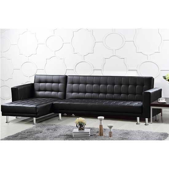 Hawthorn PU And PVC Corner Multi Functional Sofa Bed In Black