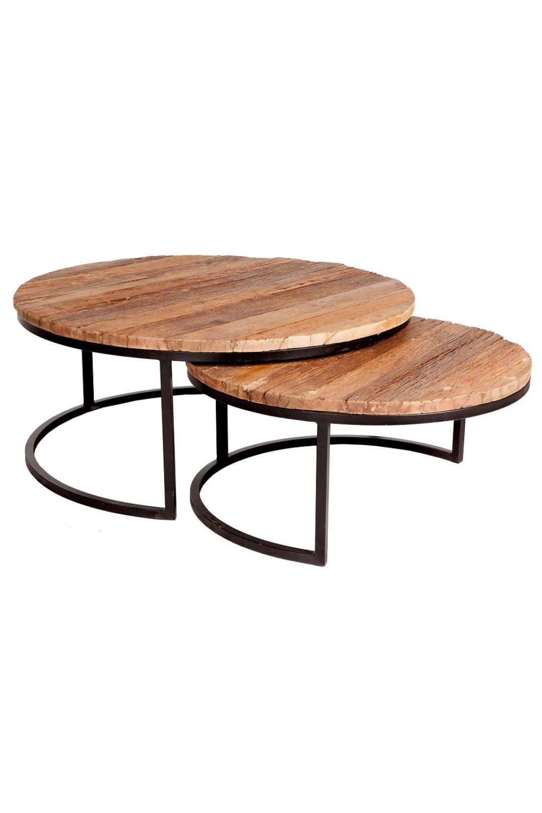 IH Design Arabella Set of 2 Coffee Tables Railway Sleeper Wood in Brown