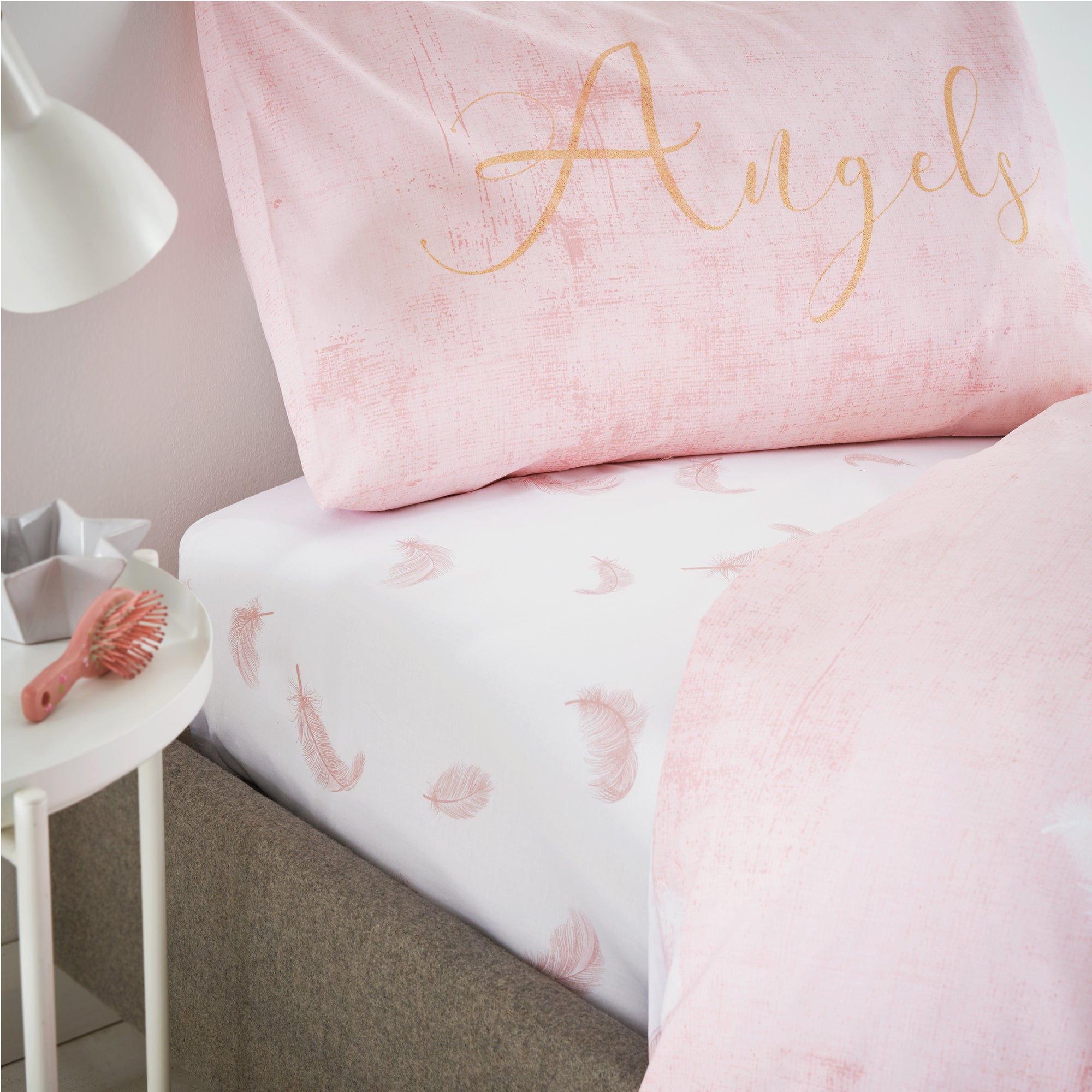 Catherine Lansfield Angel Blush Fitted Sheet Blush (Pink)