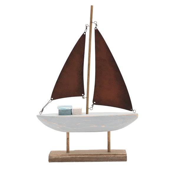 Love Life By The Sea Driftwood & Sea Glass Boat Ornament 2