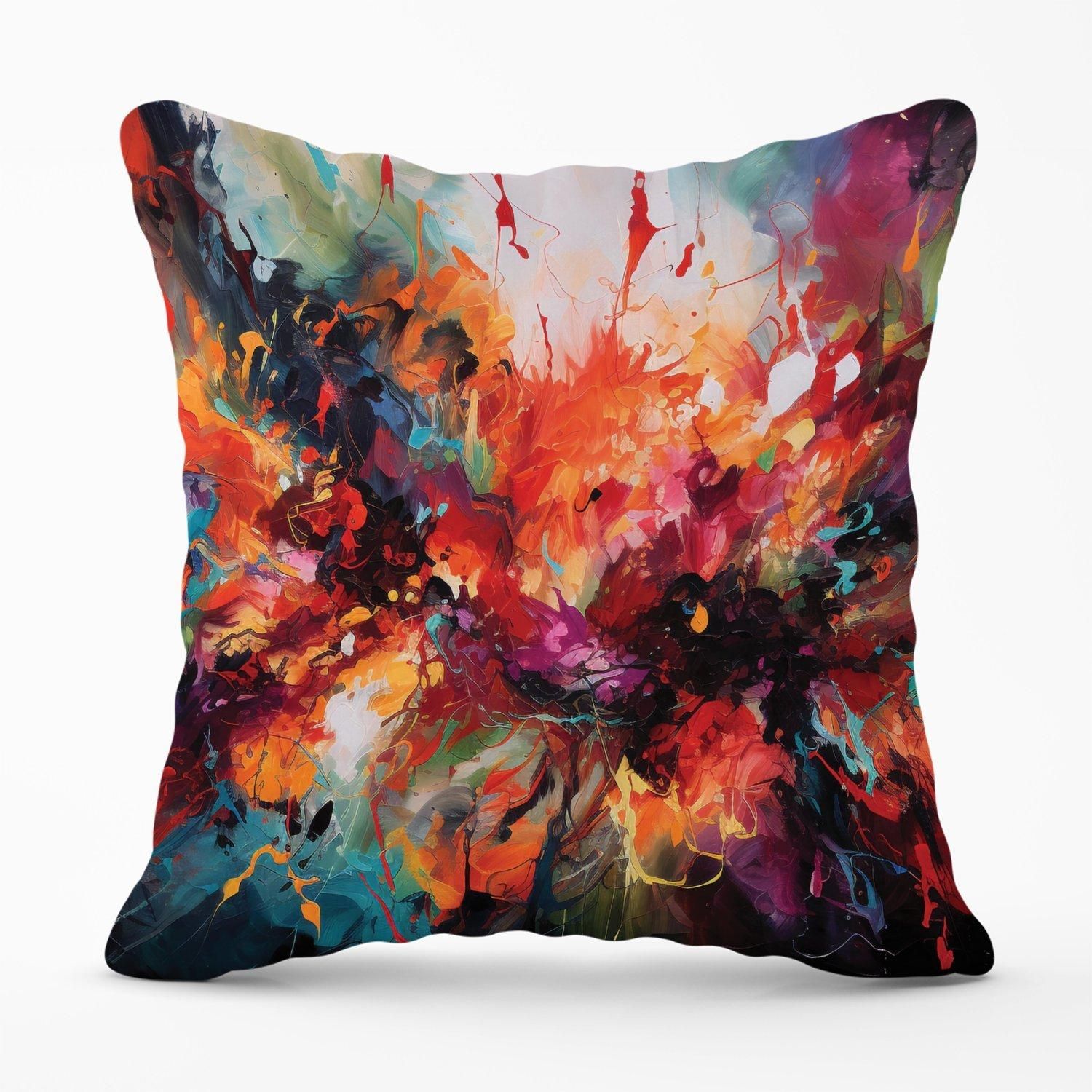 Warren Reed - Designer A Vibrant Abstract Painting Of Halloween Outdoor Cushion in Orange