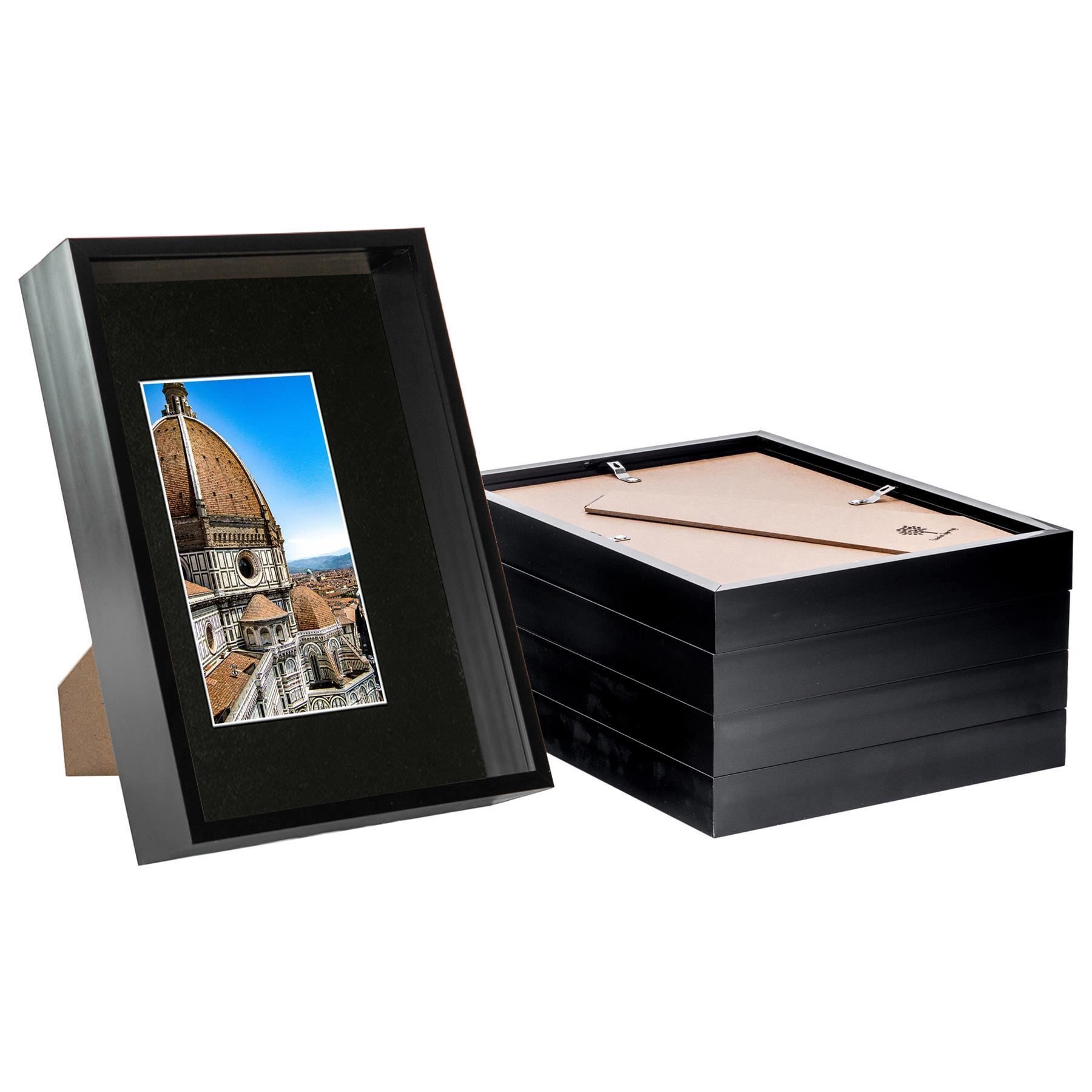 Nicola Spring 3D Deep Box Frames with A5 Mount - A4 (8" x 12") - Black - Pack of 5 1