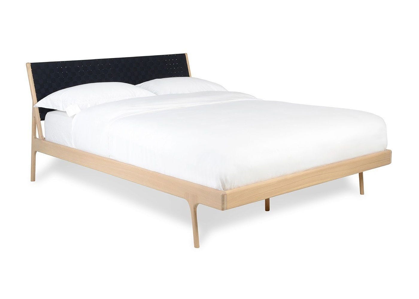 Gazzda Fawn Super King Bed Oak Black Cotton Webbing