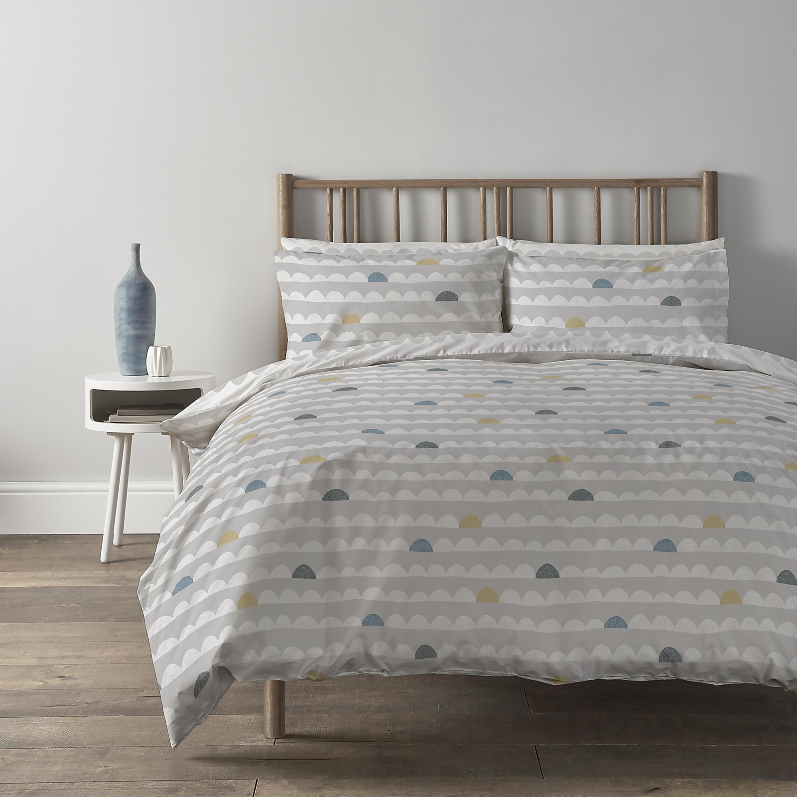 Copenhagen Home Scandi Waves Reversible Bedset - Single - Silver