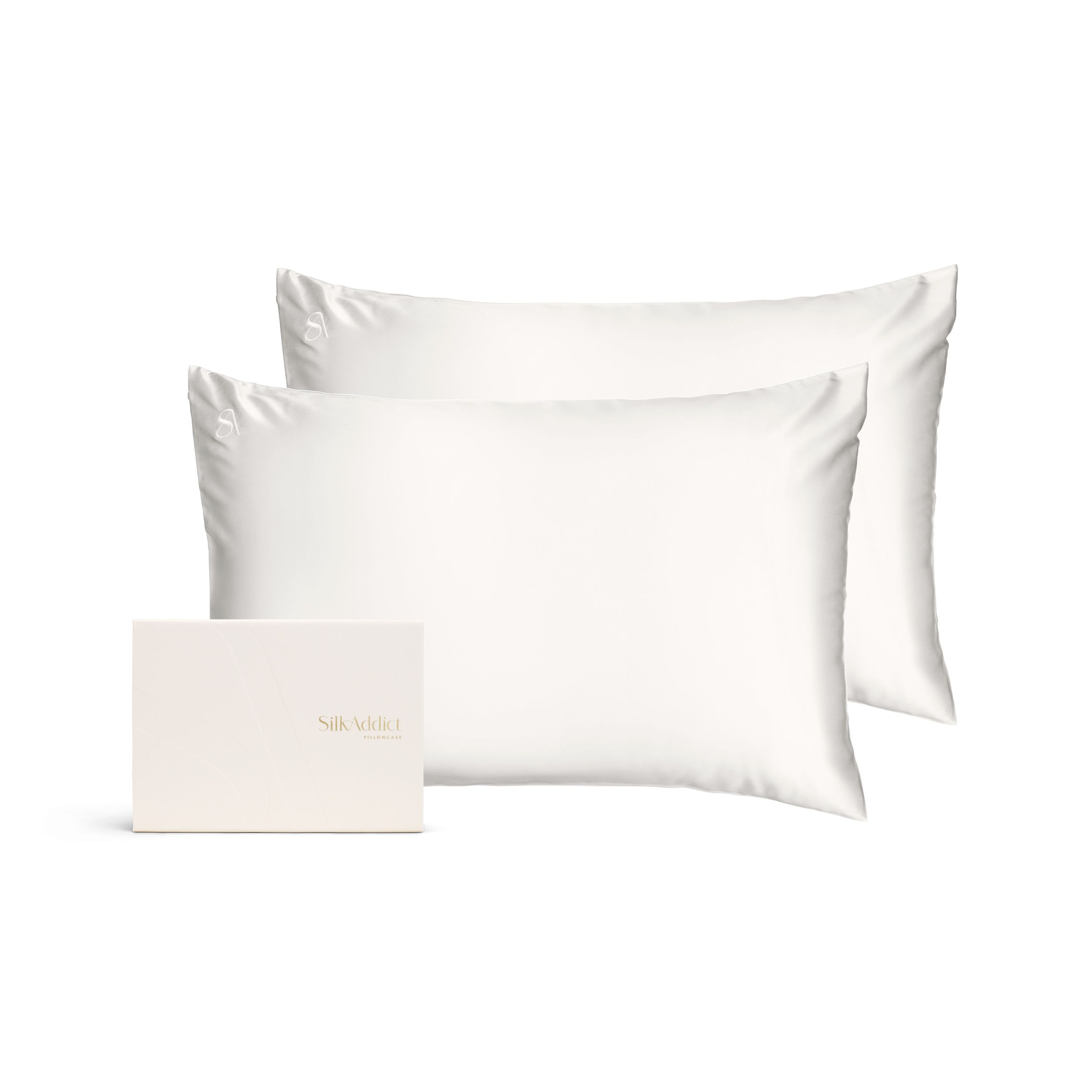 Silk Addict 100% Mulberry Silk Pillowcase Twinpack - Caramel in Ivory