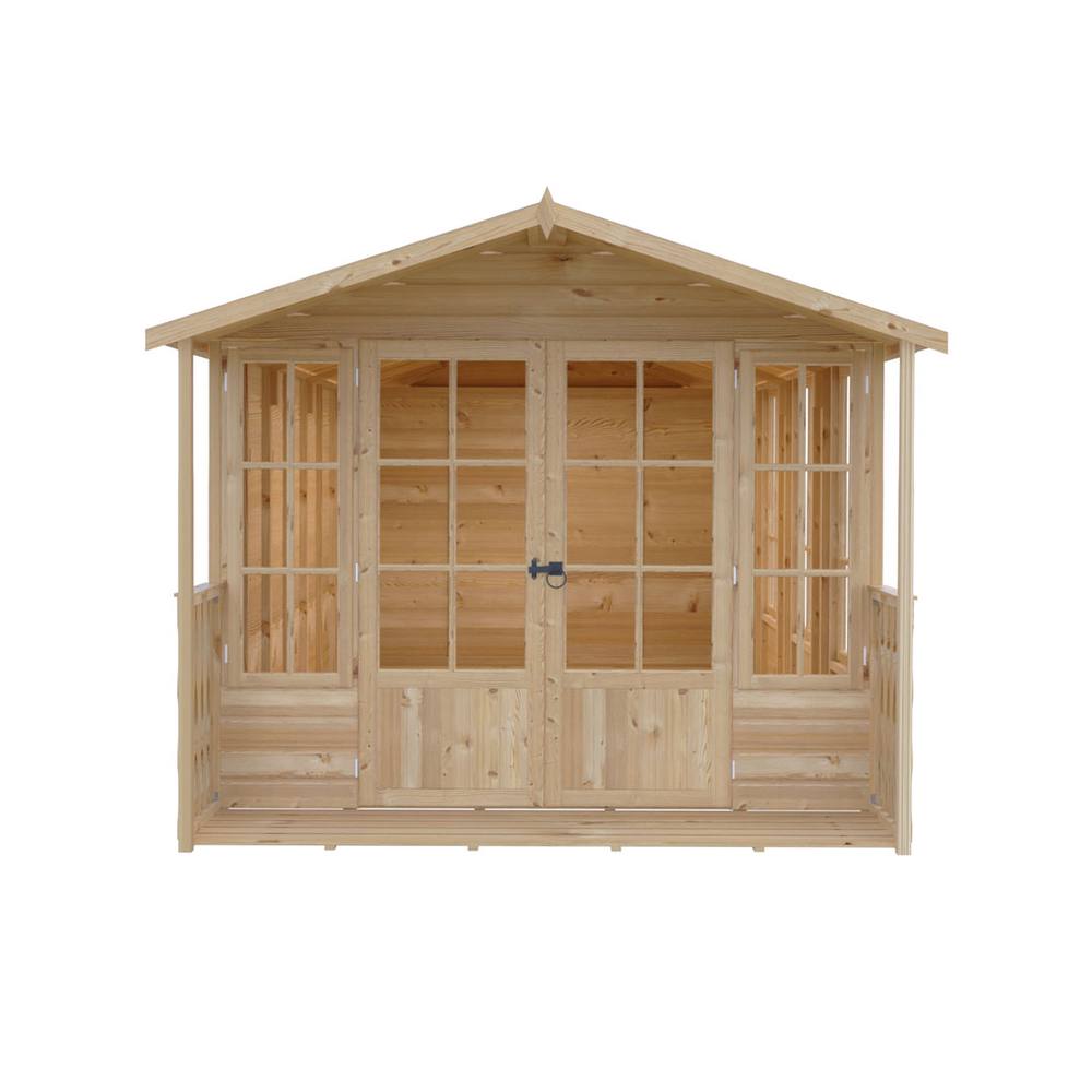Shires Delmora 8x18 Shiplap Summerhouse with Veranda - L5380xW2456xH2174 mm in Light Brown