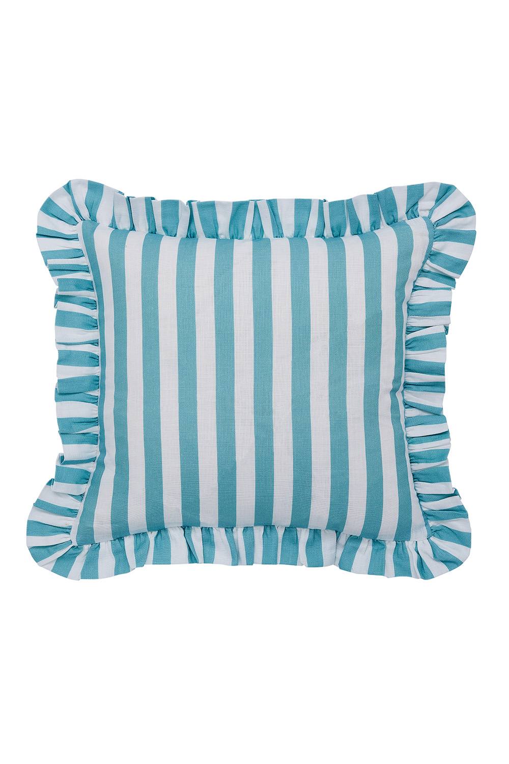 Helena Springfield 'Candy Stripe' Cotton Cushion in Aqua