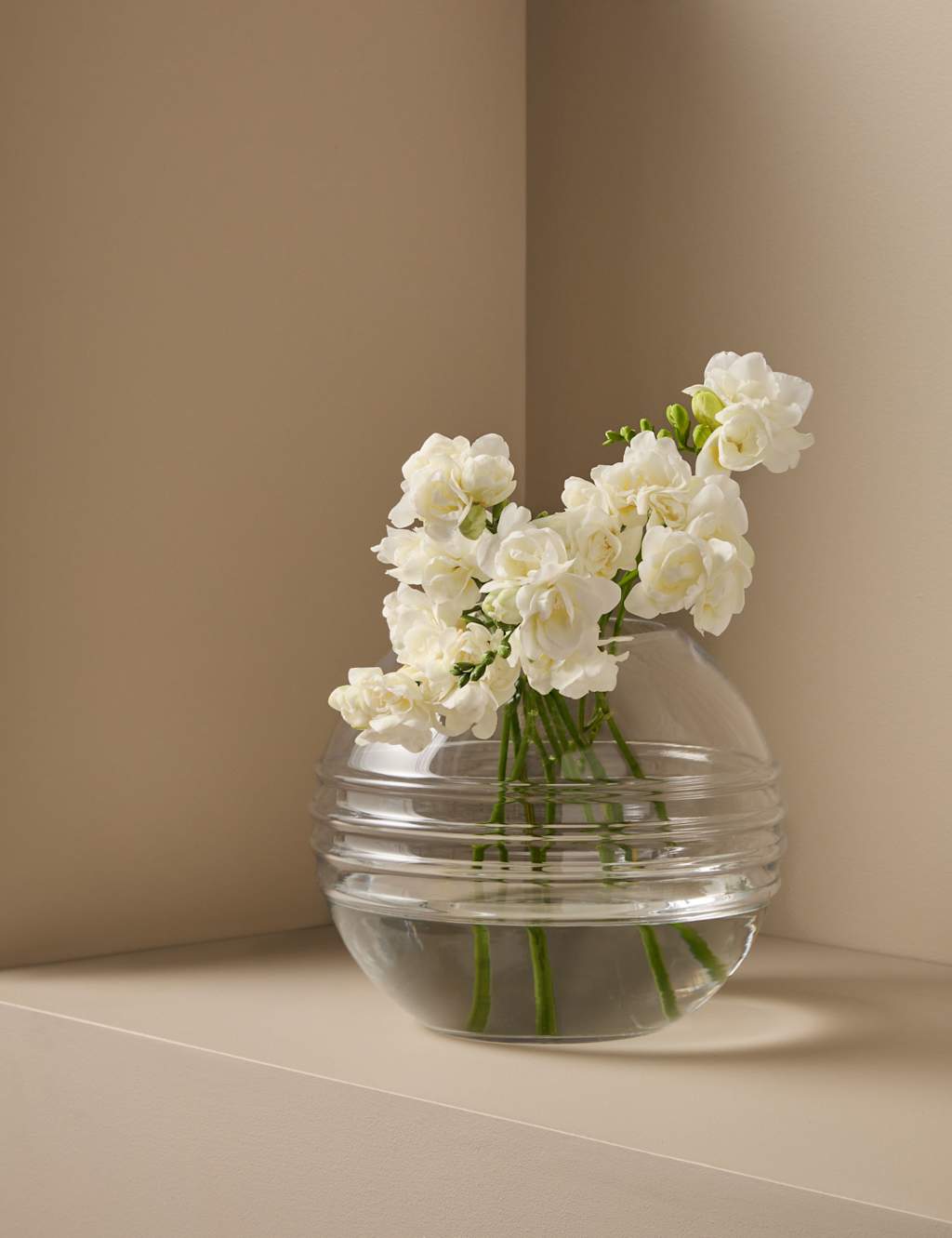 M&S X Kelly Hoppen Textured Globe Glass Vase Clear