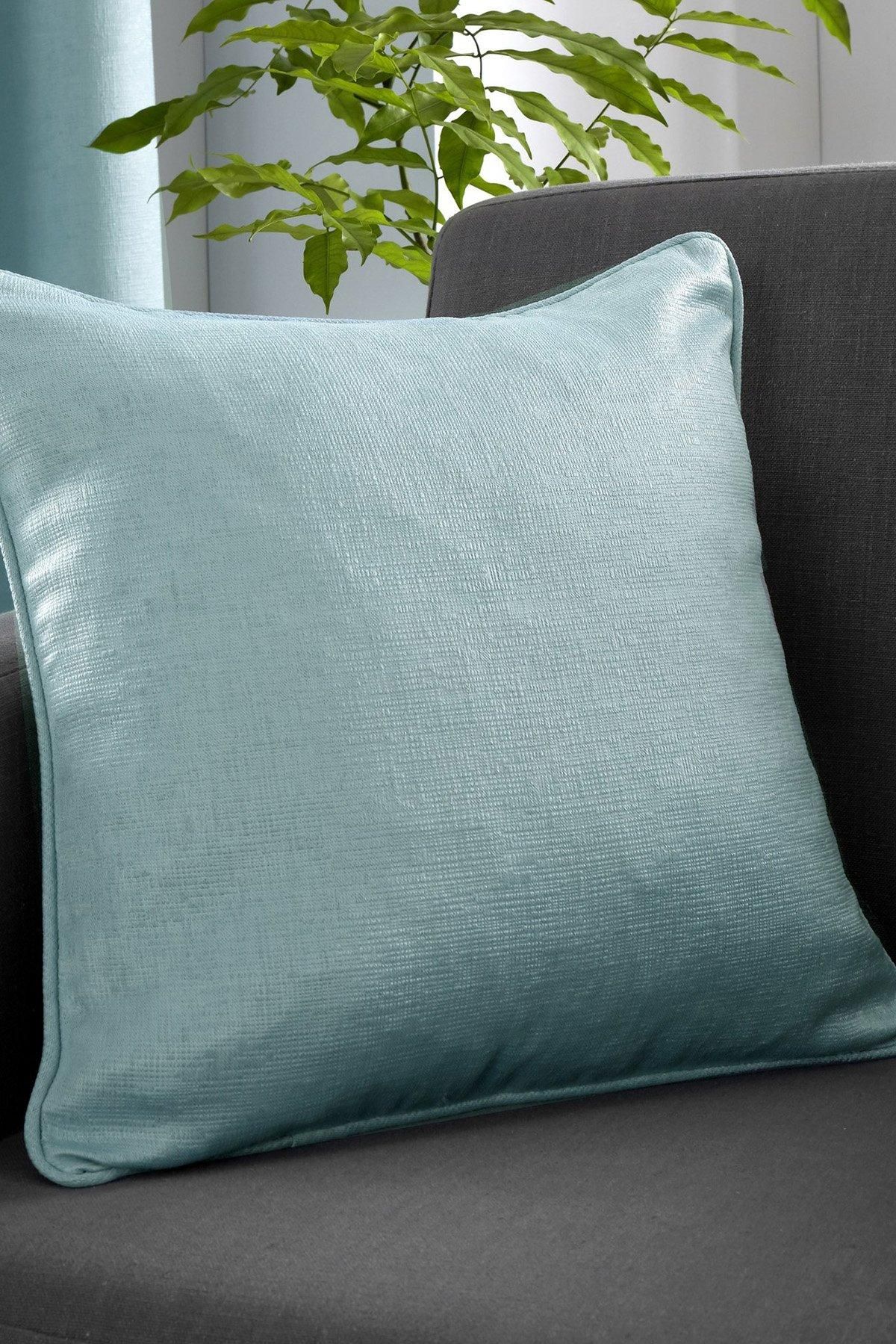 Fusion 'Strata' Luxe Velvet Filled Cushion in Duck Egg Blue