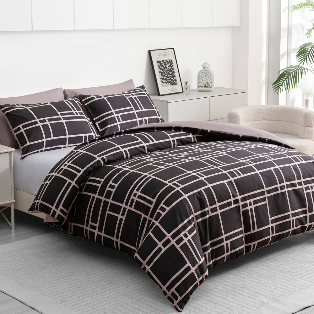 Grace Luxury Hypoallergenic King Size Duvet Cover with Matching Pillowcases in Light Brown