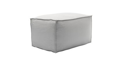 Isaac Small Rectangular Footstool in Alabaster Brushed Linen Cotton - sofa.com