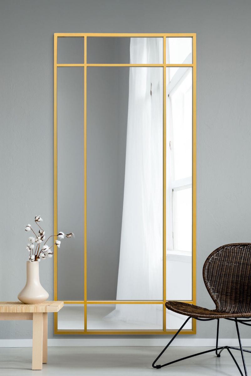 MirrorOutlet Gold Contemporary Wall & Leaner Mirror 71" X 33" (180 x 85CM)