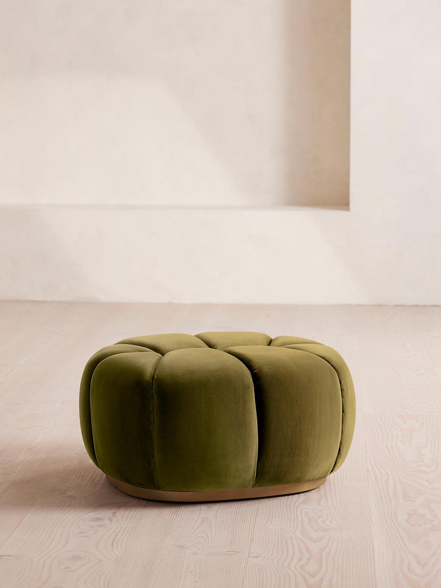 Garret Footstool, Velvet, Olive