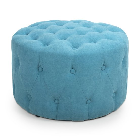 Verona Small Round Pouffe In Turquoise Blue