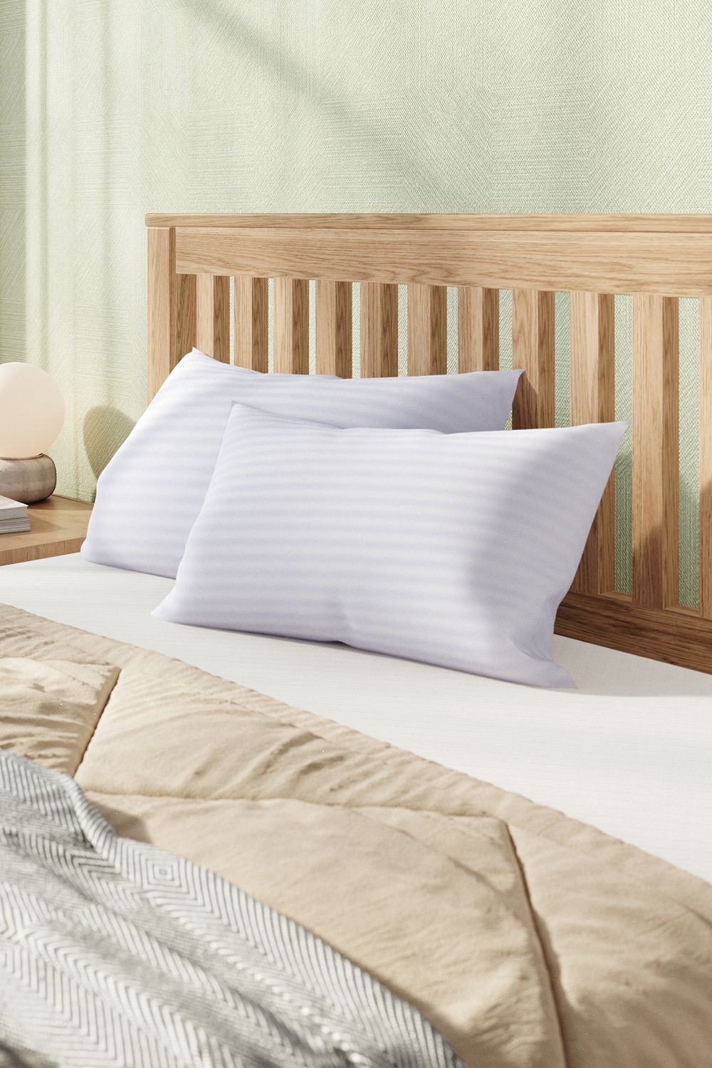 Garden Sanctuary 2-Pack 1000 Grams Stripe Washable Pillow Insert in White